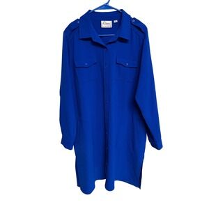 Linea by Louis Dell'Olio, Royal Blue, Long Sleeve Shirt Dress, Women's Size L